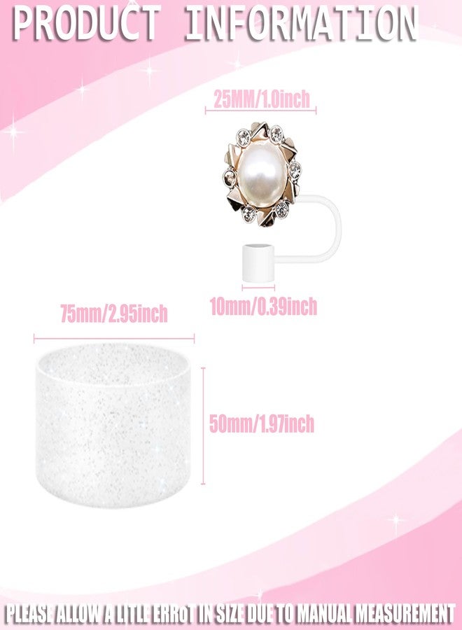 Cussom Shiny Straw Toppers Compatible with Stanley Cup, 7Pcs Glitter Stanley Accessories Including 5pcs Straw Cover Caps and 2pcs Silicone Boots for 30oz and 40oz Tumblers Replacement Straw Covers - Image 2